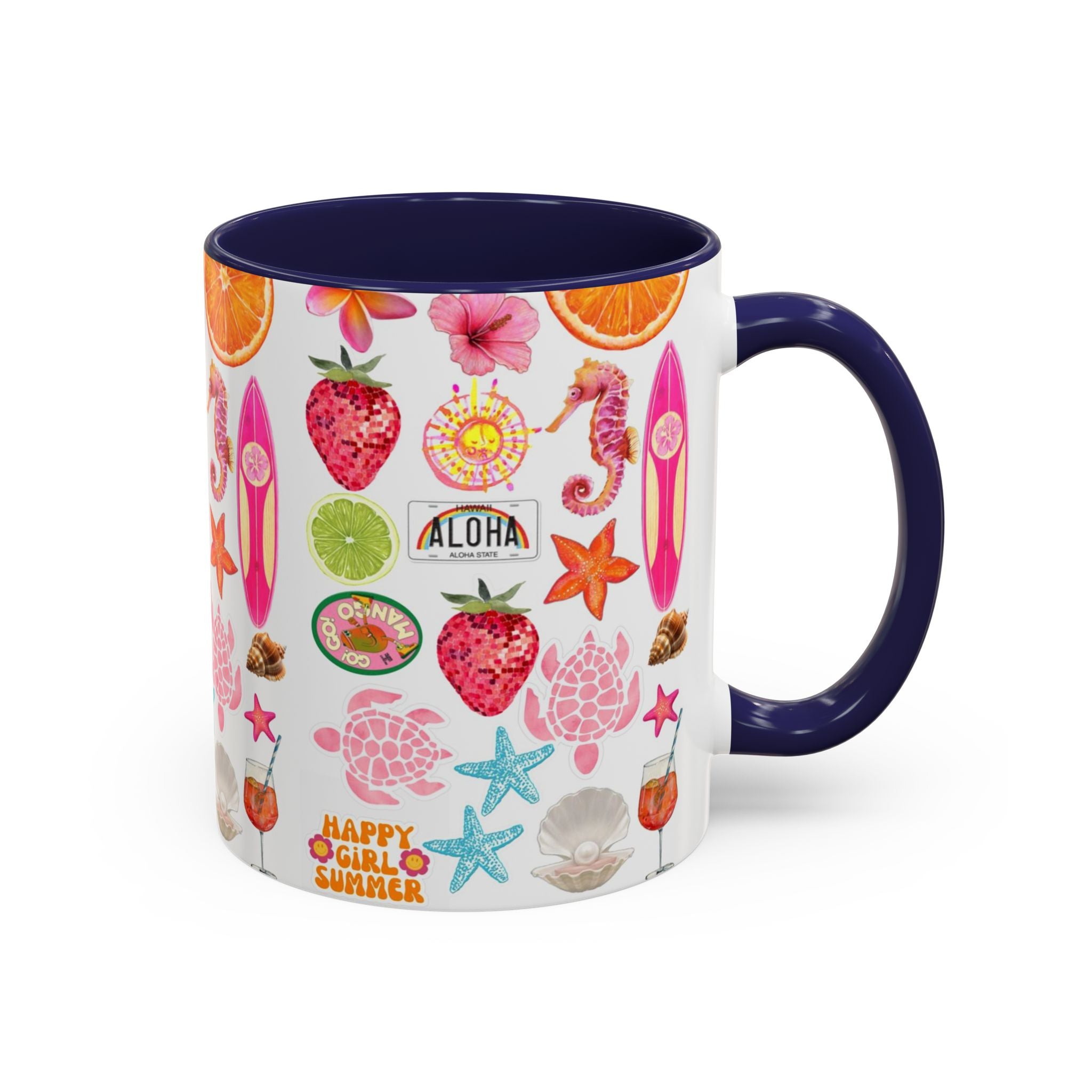 Aloha Summer Coffee Mug – Tropical Surf & Fruit Accent Mug (11/15oz)
