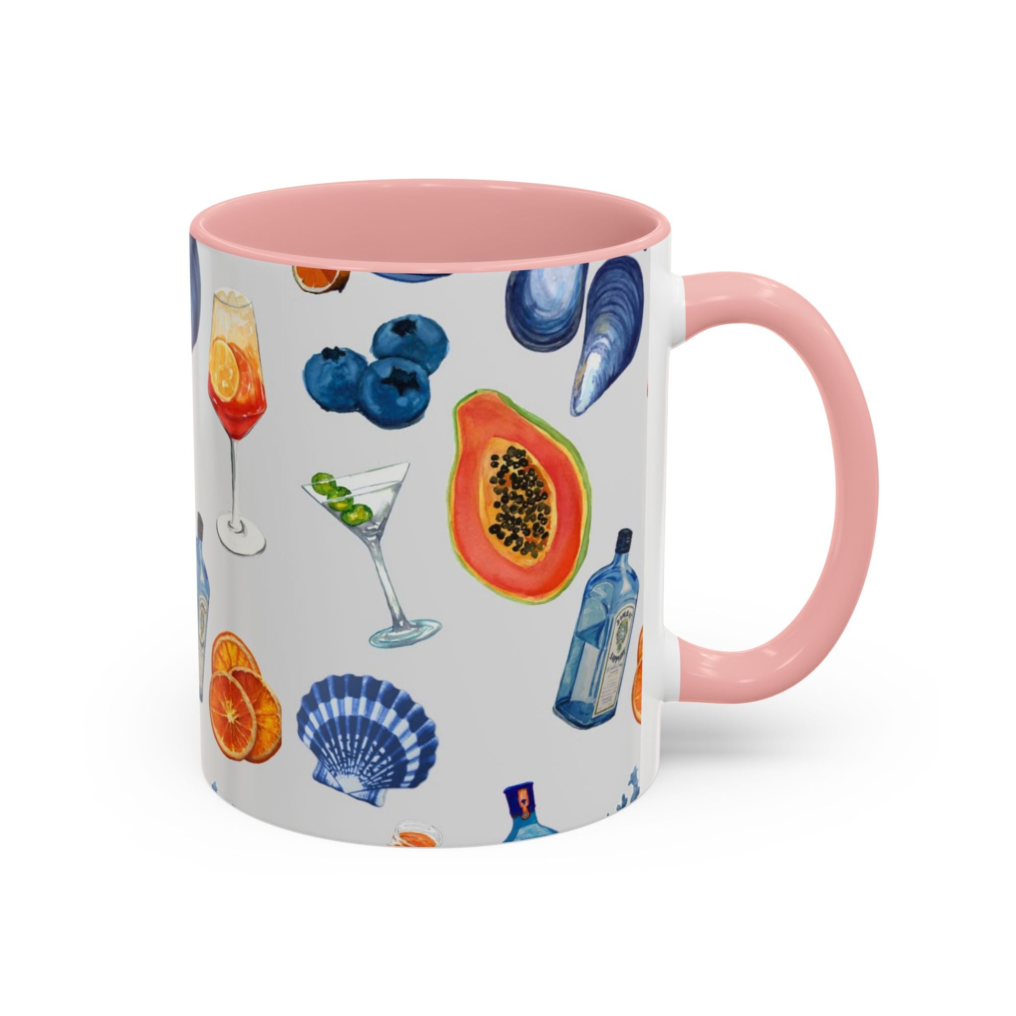 Tropical Cocktail Coffee Mug — Beach Fruits & Shells Accent Mug