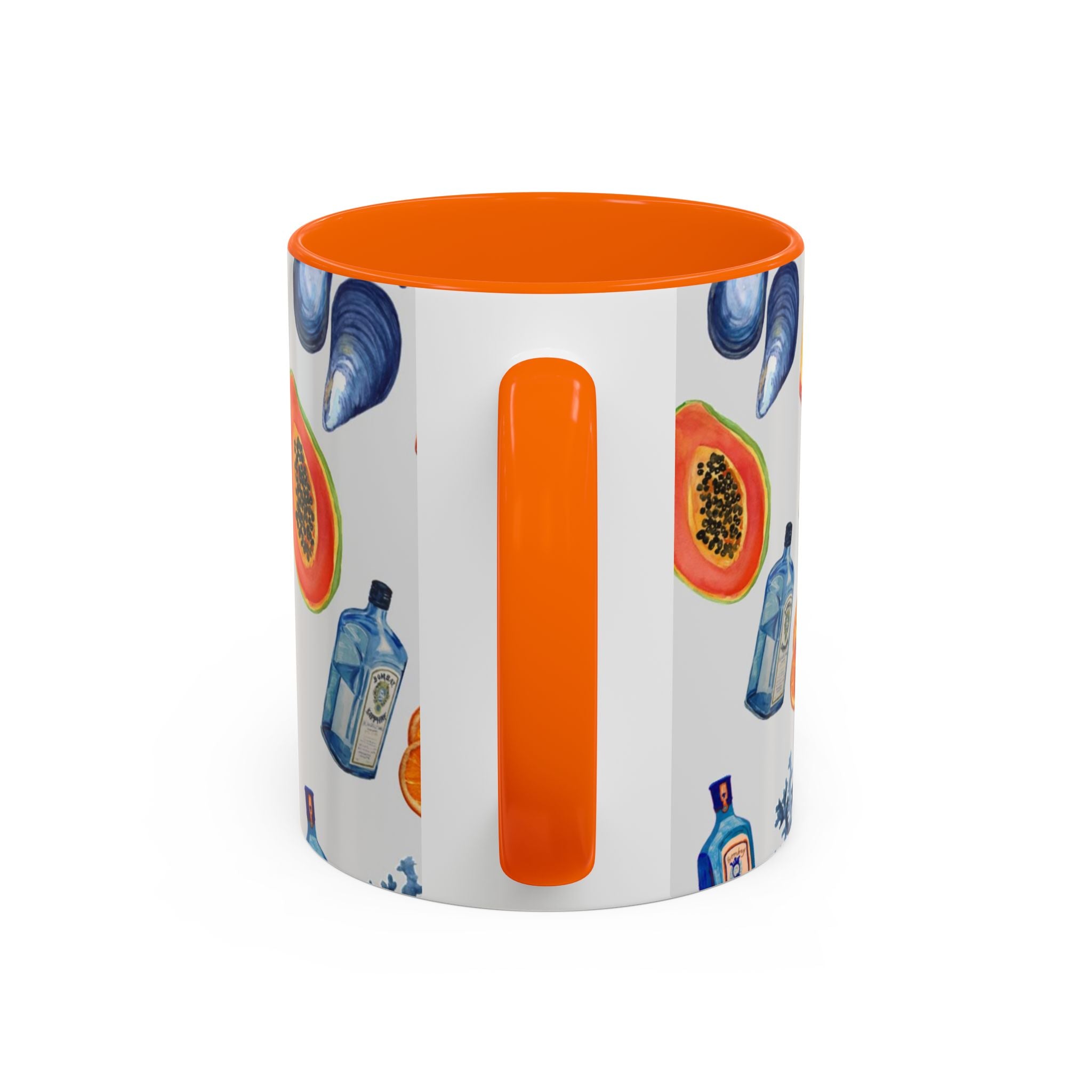 Tropical Cocktail Coffee Mug — Beach Fruits & Shells Accent Mug