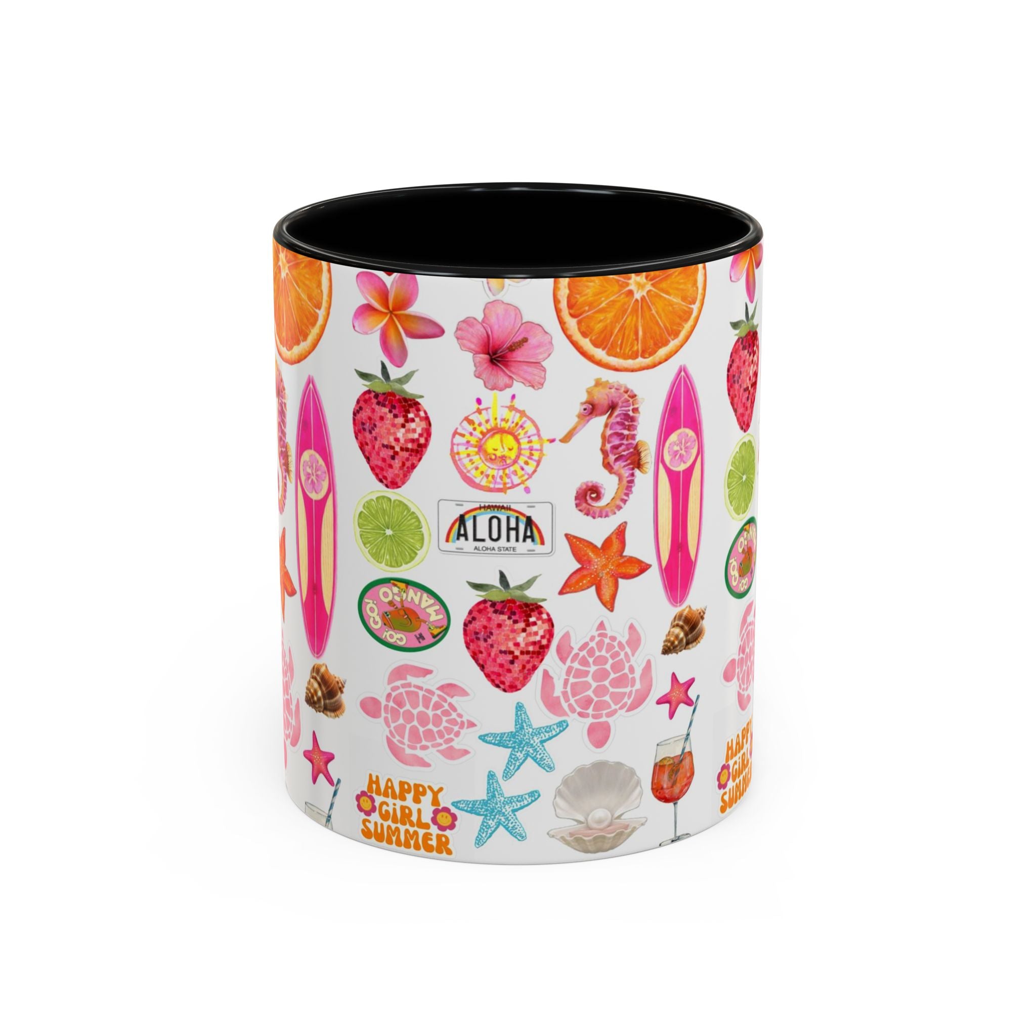 Aloha Summer Coffee Mug – Tropical Surf & Fruit Accent Mug (11/15oz)