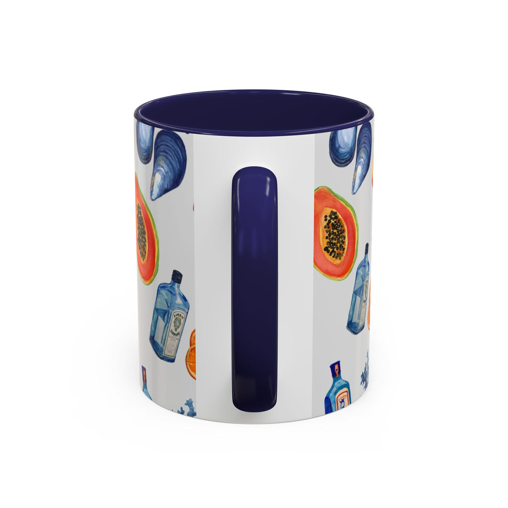 Tropical Cocktail Coffee Mug — Beach Fruits & Shells Accent Mug