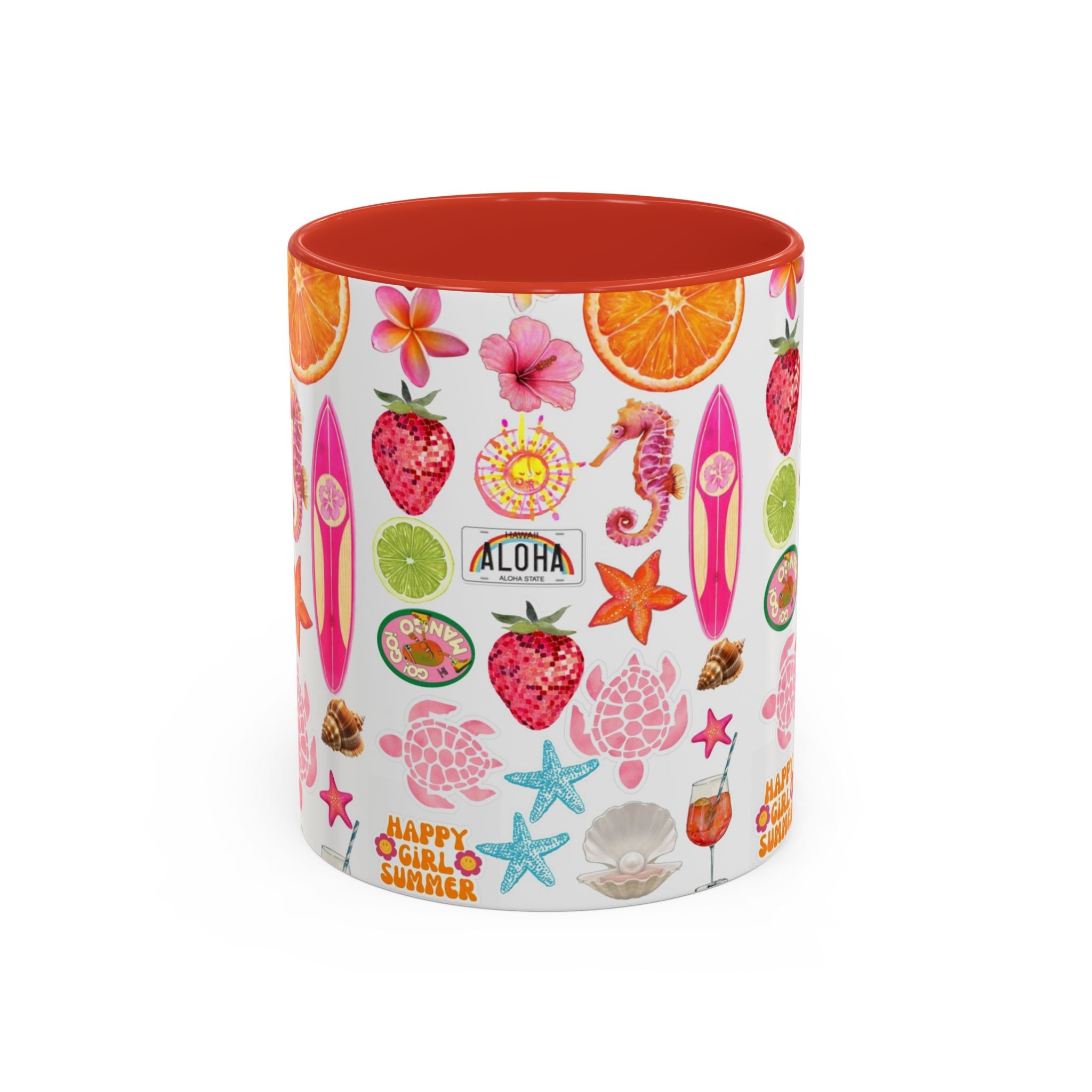 Aloha Summer Coffee Mug – Tropical Surf & Fruit Accent Mug (11/15oz)