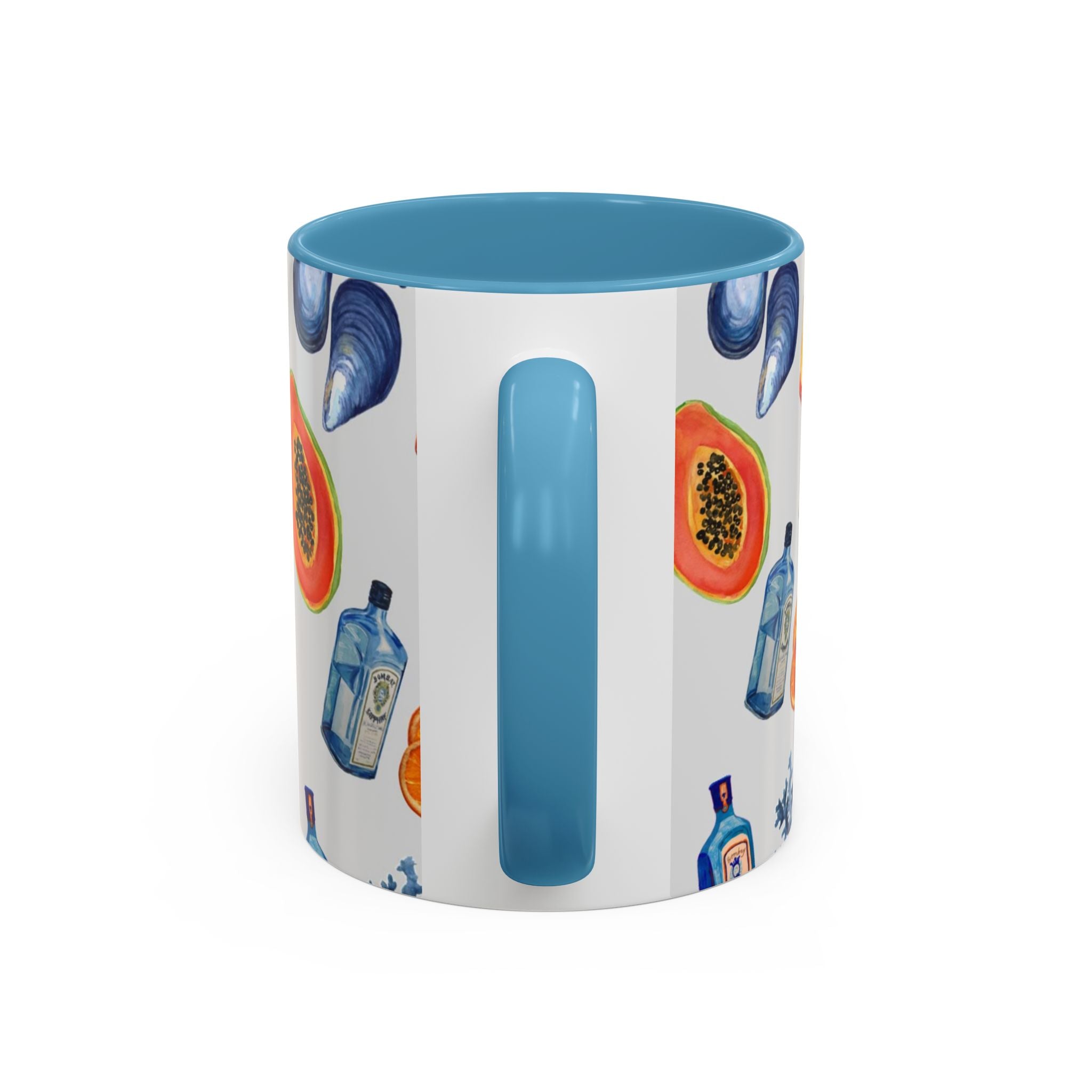 Tropical Cocktail Coffee Mug — Beach Fruits & Shells Accent Mug