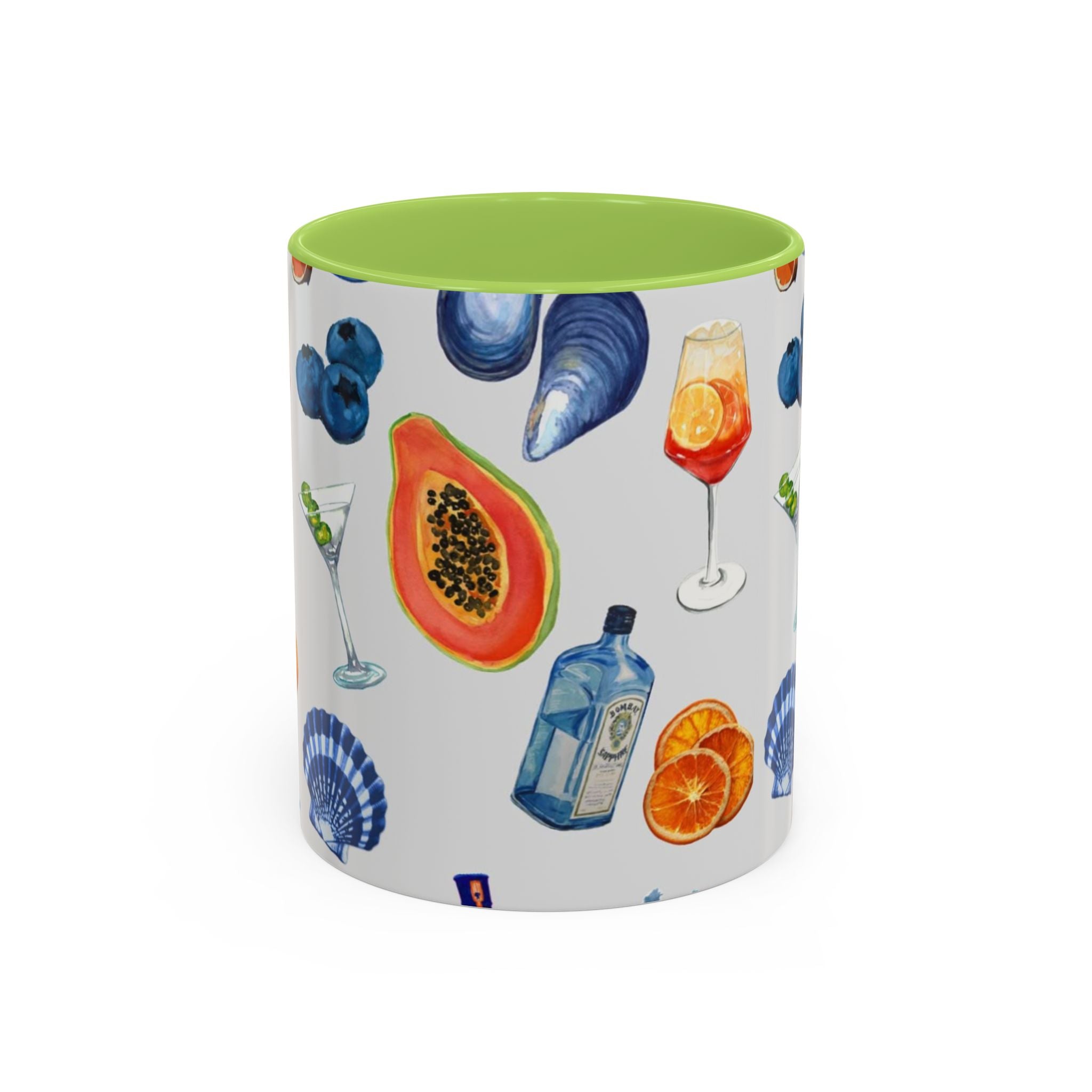 Tropical Cocktail Coffee Mug — Beach Fruits & Shells Accent Mug