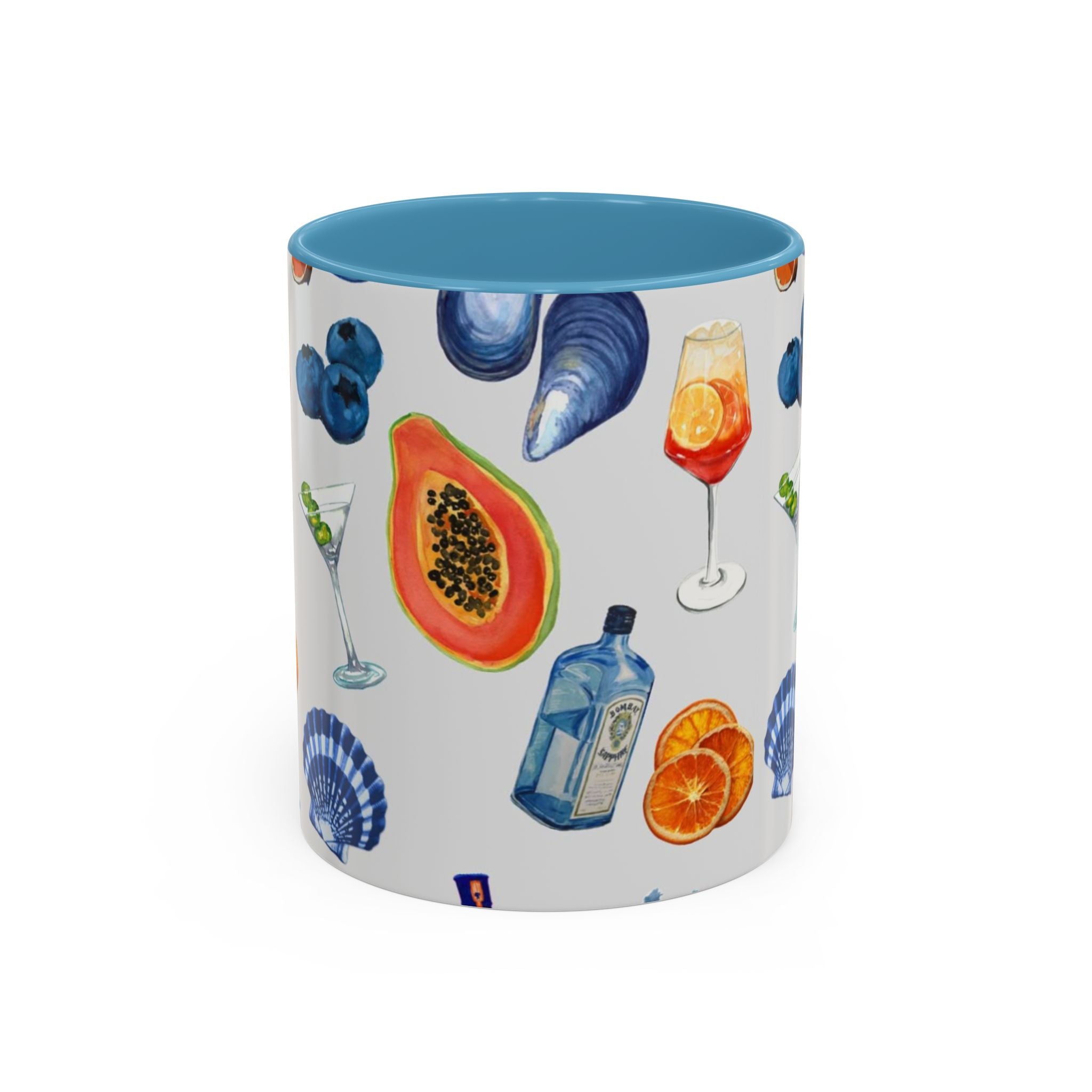 Tropical Cocktail Coffee Mug — Beach Fruits & Shells Accent Mug