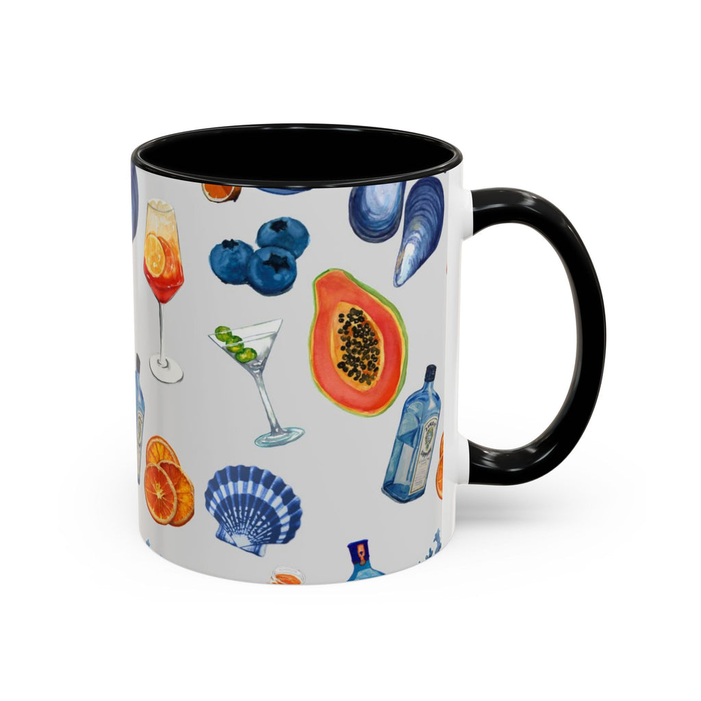 Tropical Cocktail Coffee Mug — Beach Fruits & Shells Accent Mug