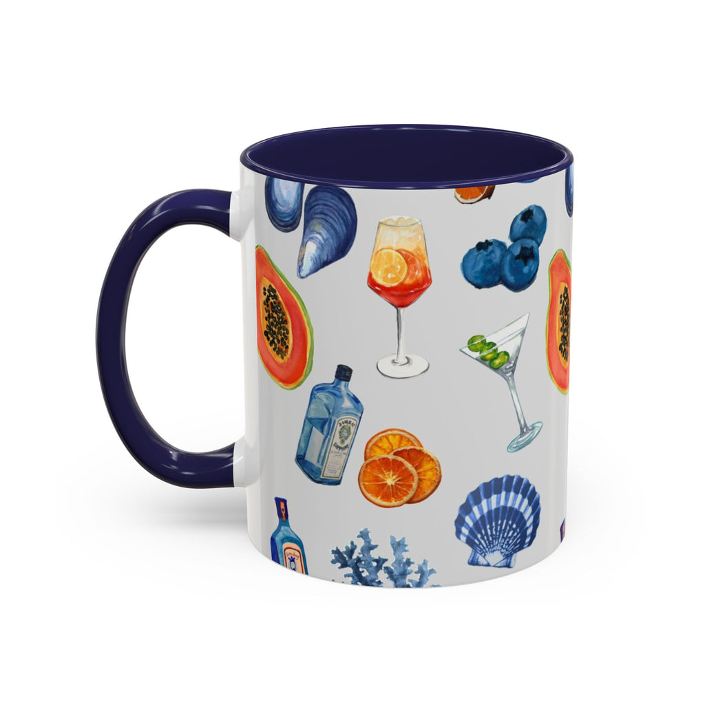 Tropical Cocktail Coffee Mug — Beach Fruits & Shells Accent Mug