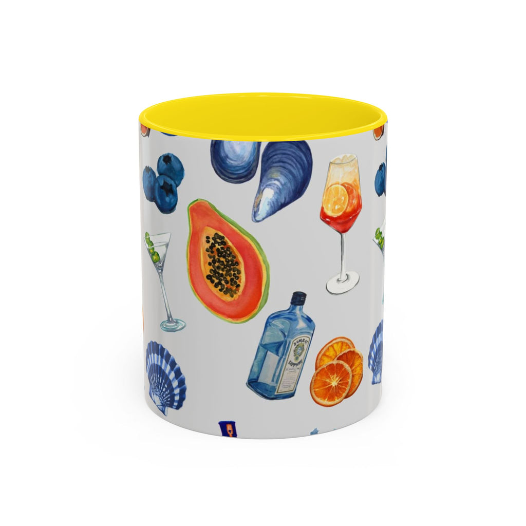Tropical Cocktail Coffee Mug — Beach Fruits & Shells Accent Mug