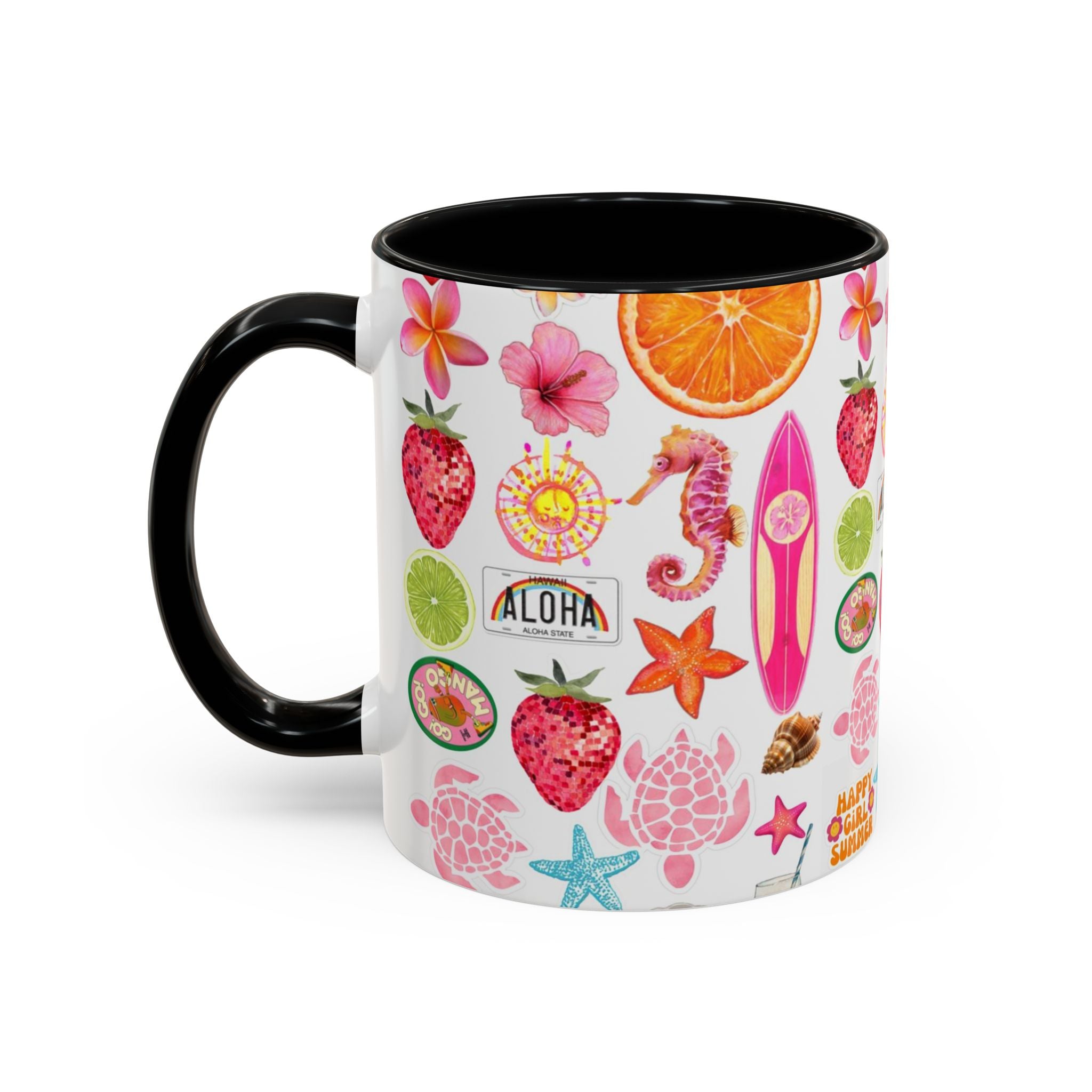 Aloha Summer Coffee Mug – Tropical Surf & Fruit Accent Mug (11/15oz)