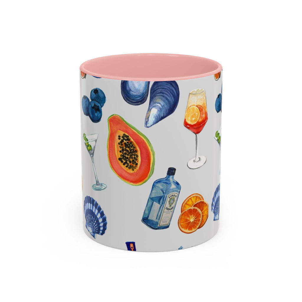 Tropical Cocktail Coffee Mug — Beach Fruits & Shells Accent Mug