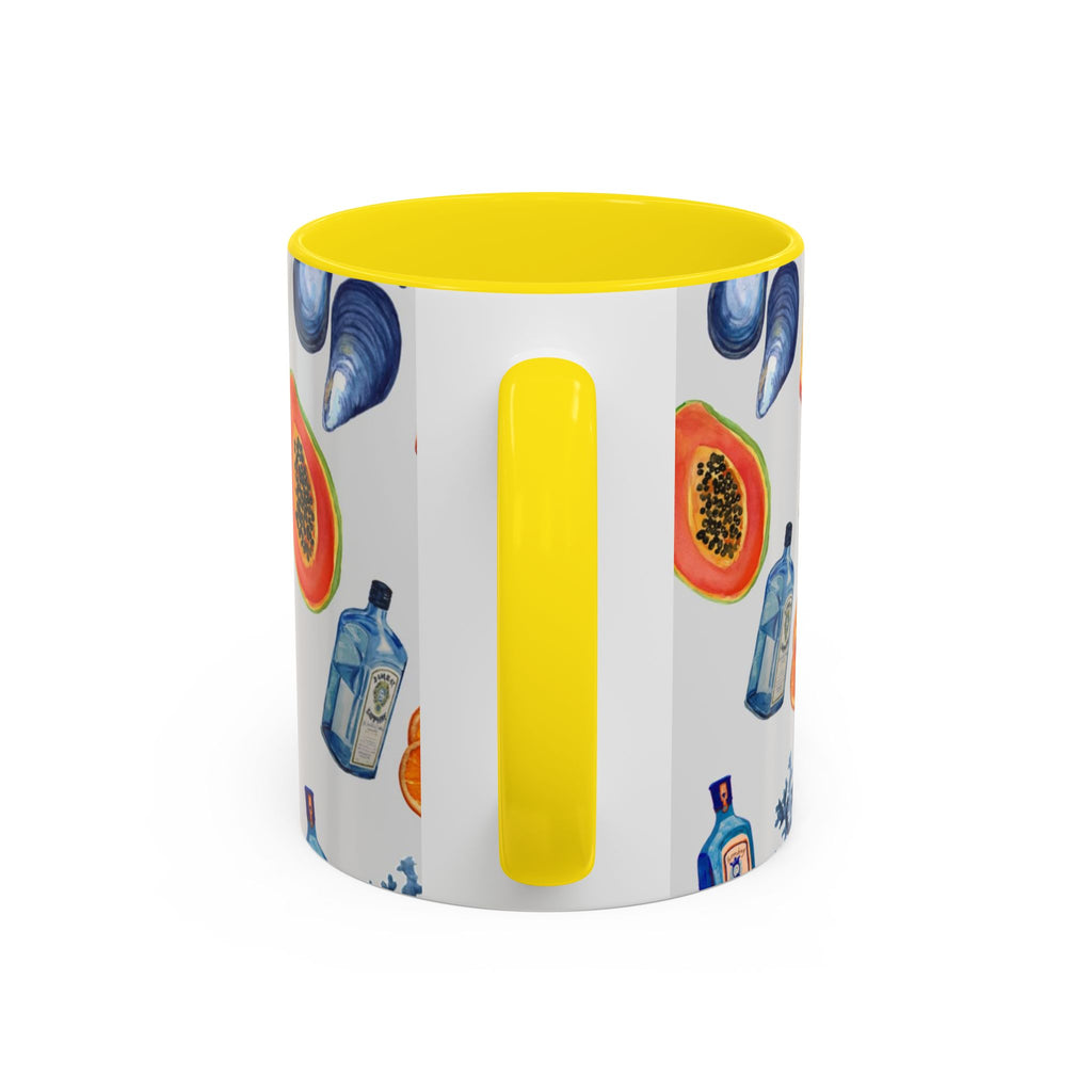 Tropical Cocktail Coffee Mug — Beach Fruits & Shells Accent Mug