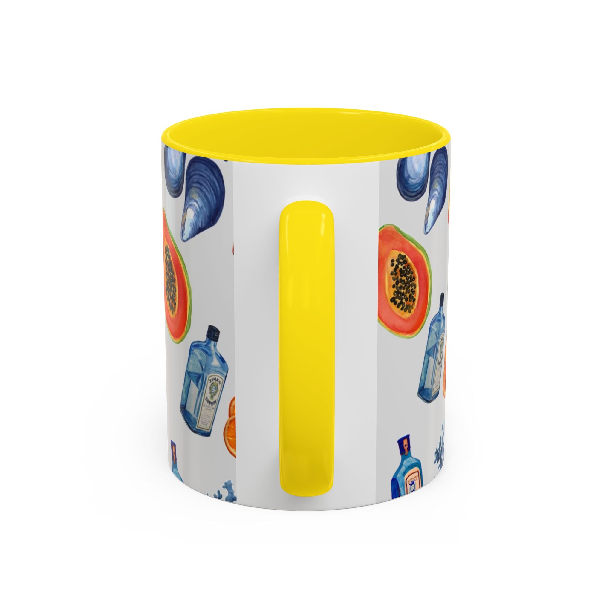 Tropical Cocktail Coffee Mug — Beach Fruits & Shells Accent Mug