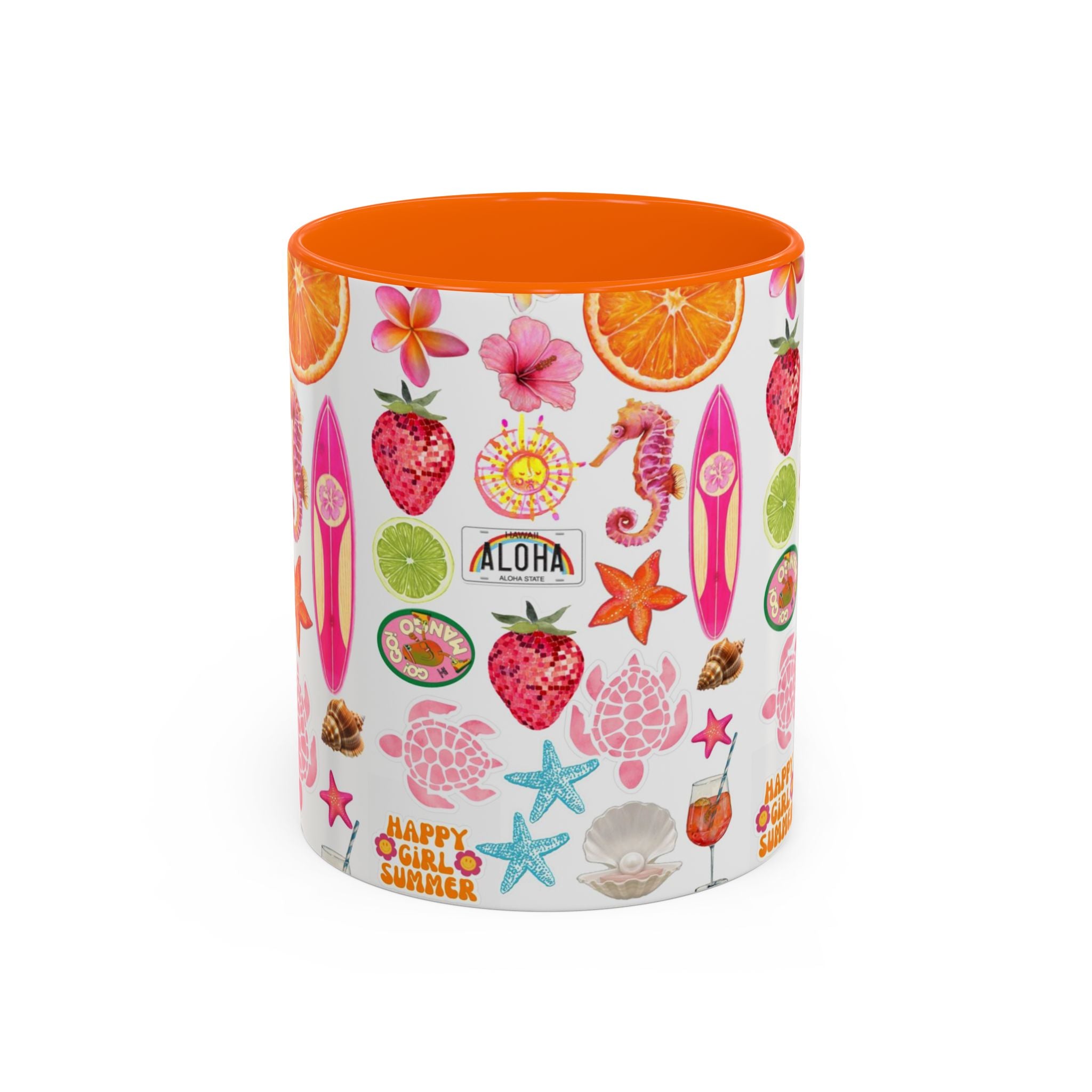 Aloha Summer Coffee Mug – Tropical Surf & Fruit Accent Mug (11/15oz)