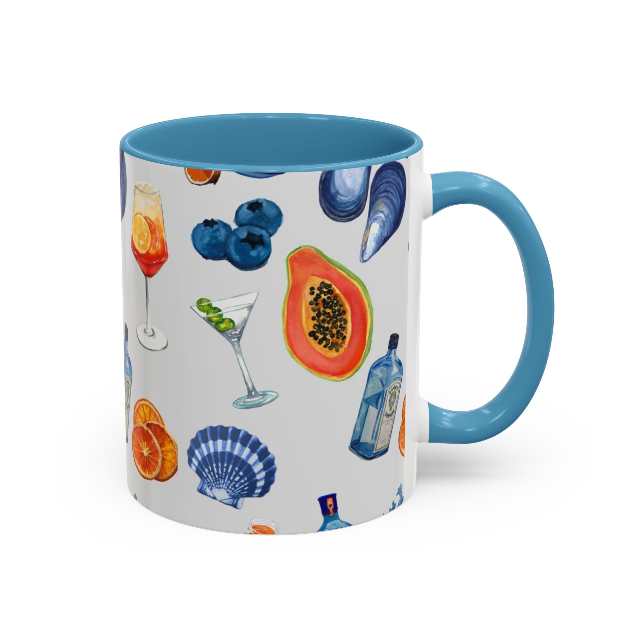 Tropical Cocktail Coffee Mug — Beach Fruits & Shells Accent Mug