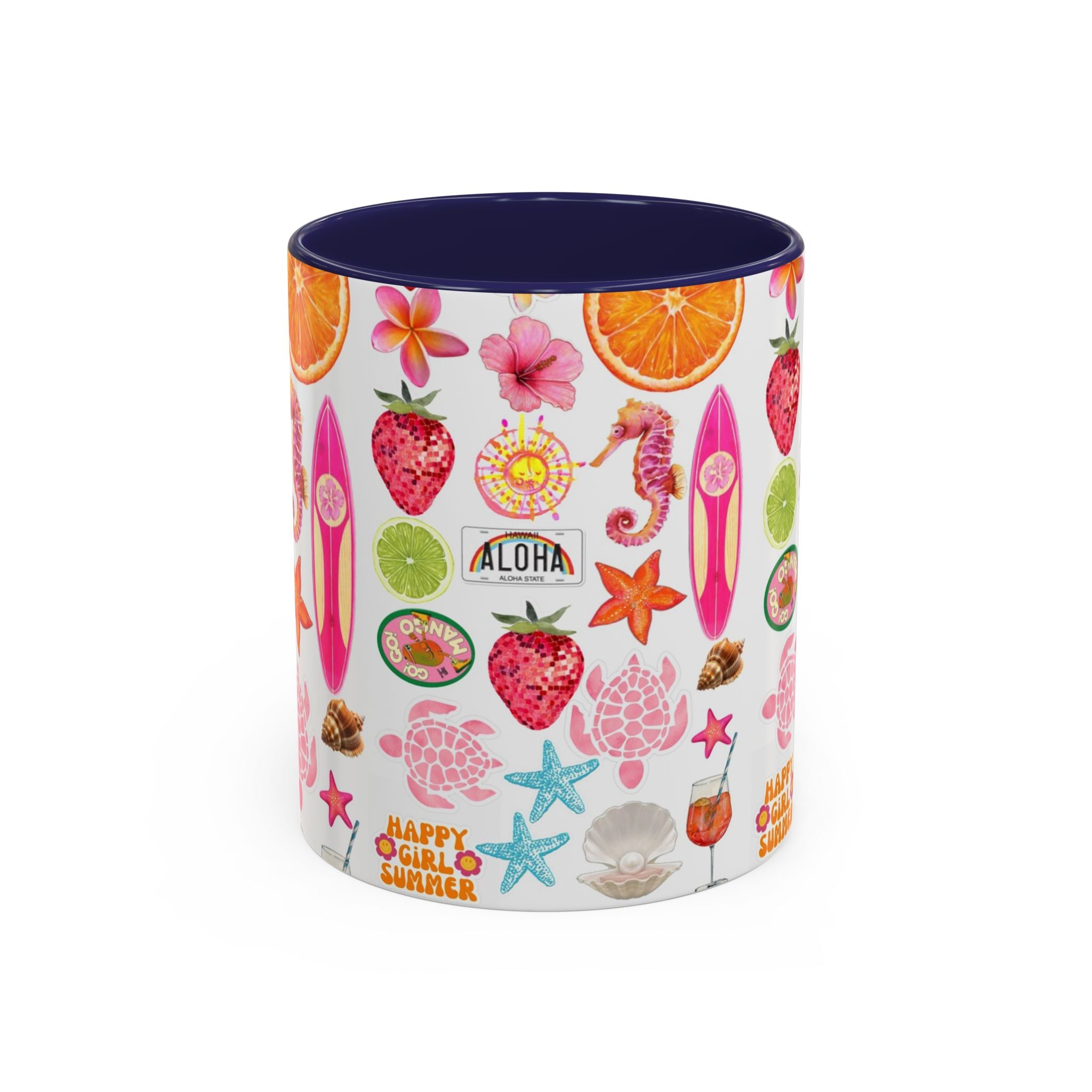 Aloha Summer Coffee Mug – Tropical Surf & Fruit Accent Mug (11/15oz)
