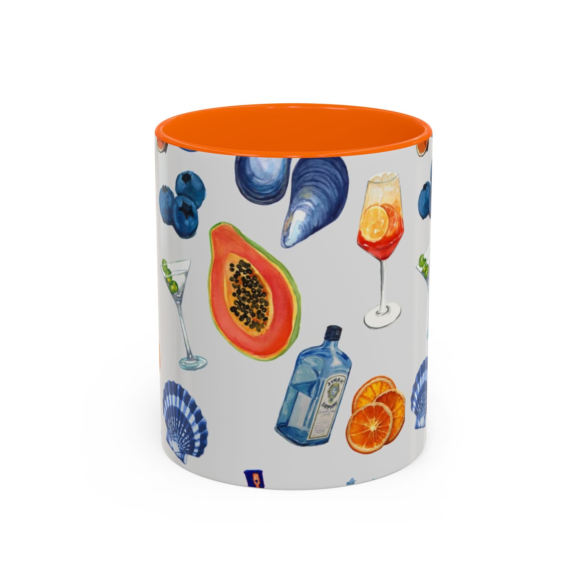 Tropical Cocktail Coffee Mug — Beach Fruits & Shells Accent Mug