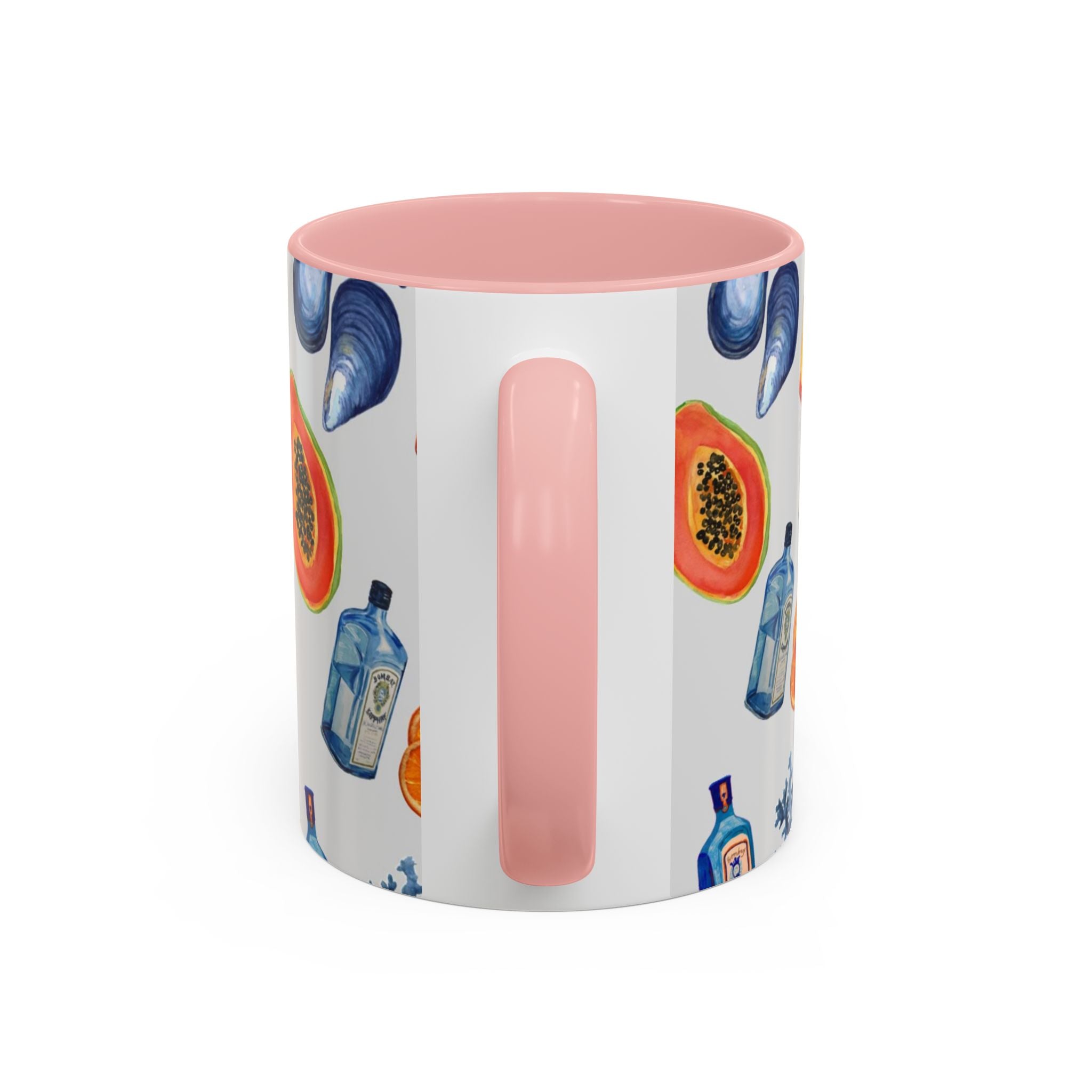 Tropical Cocktail Coffee Mug — Beach Fruits & Shells Accent Mug