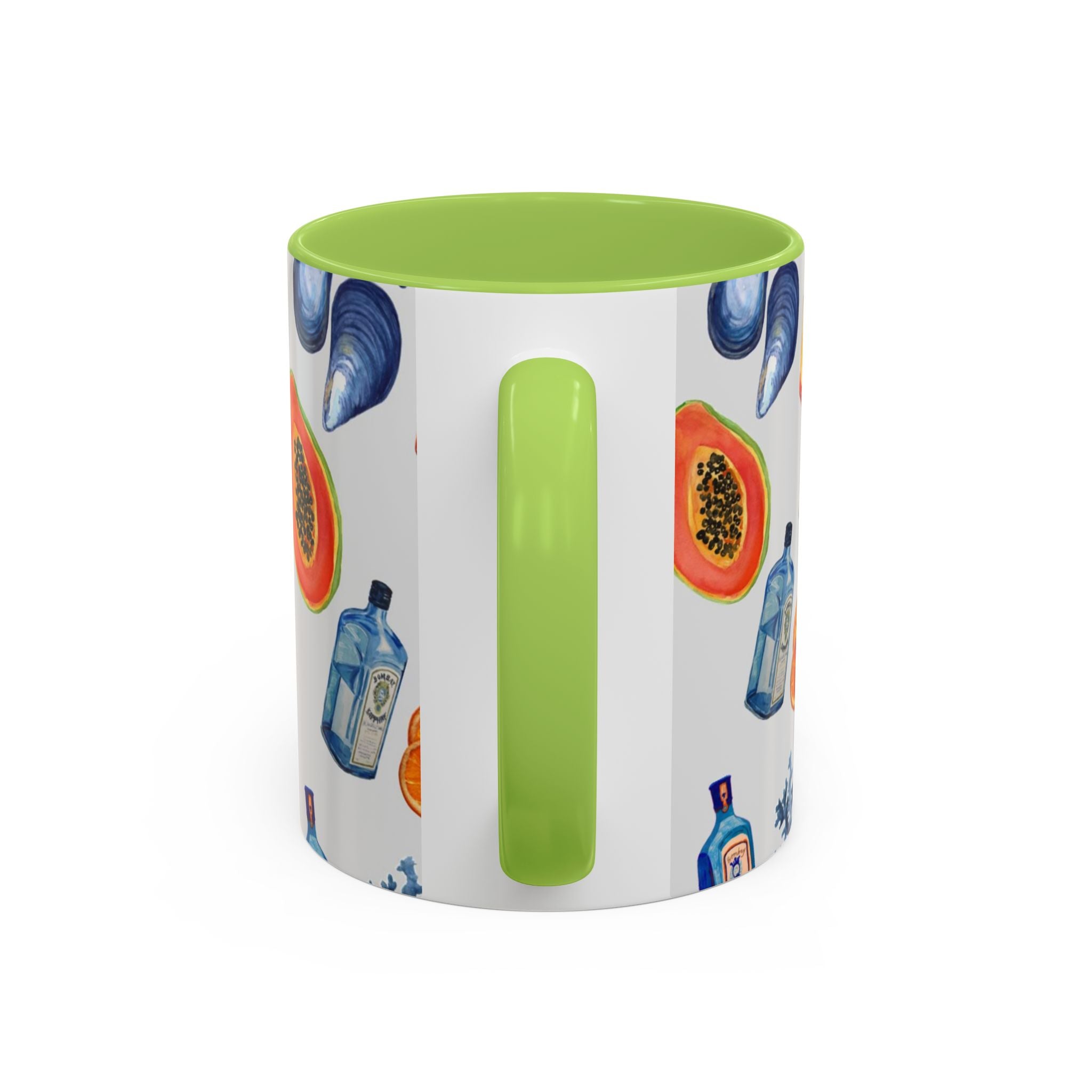 Tropical Cocktail Coffee Mug — Beach Fruits & Shells Accent Mug