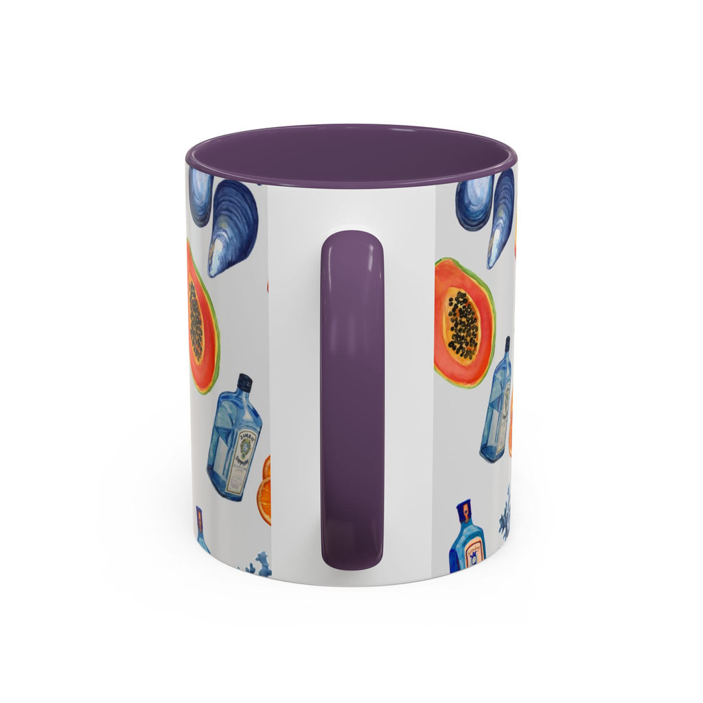 Tropical Cocktail Coffee Mug — Beach Fruits & Shells Accent Mug