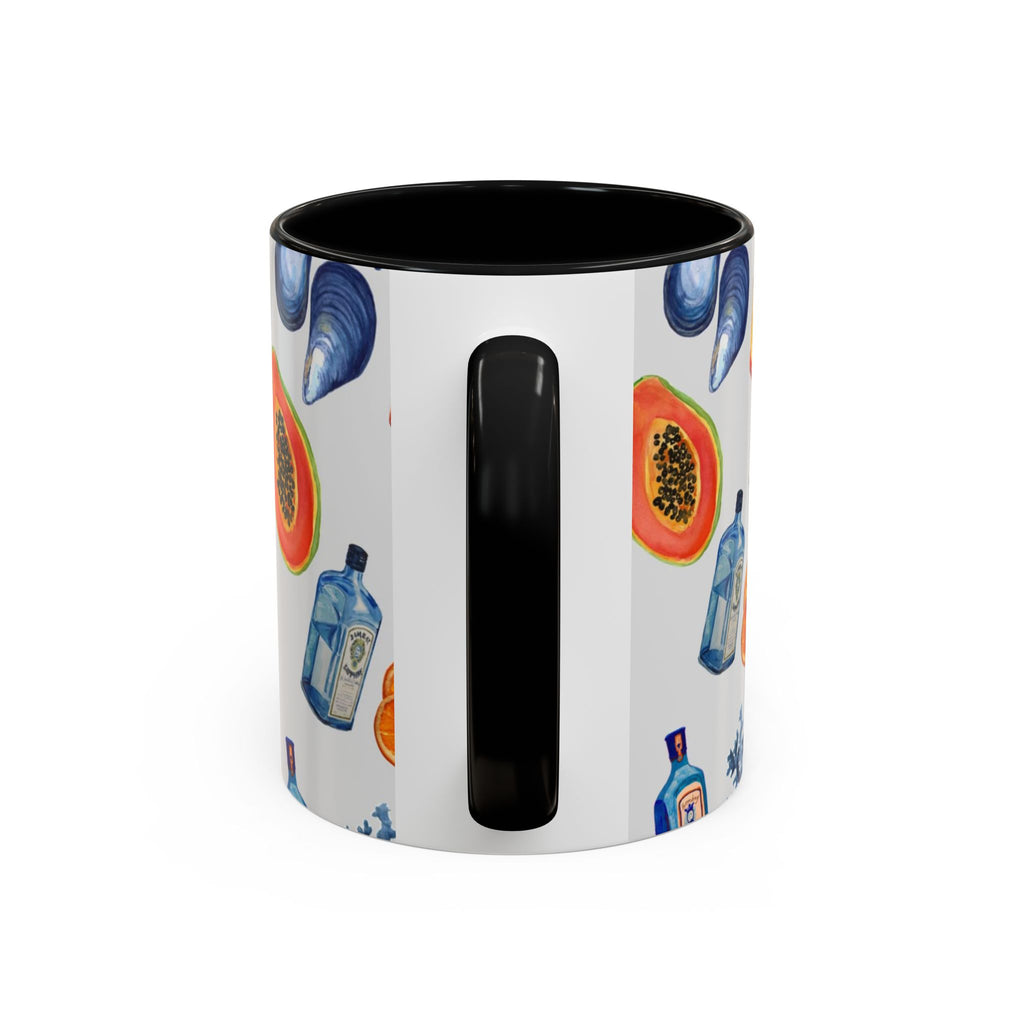 Tropical Cocktail Coffee Mug — Beach Fruits & Shells Accent Mug