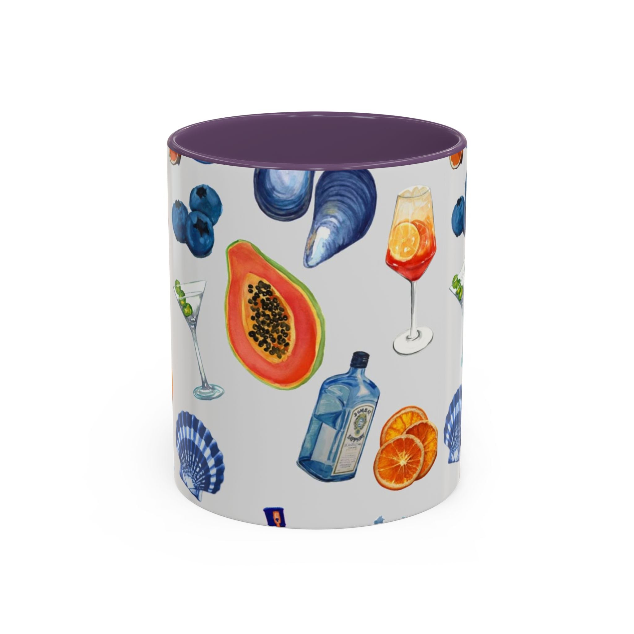 Tropical Cocktail Coffee Mug — Beach Fruits & Shells Accent Mug