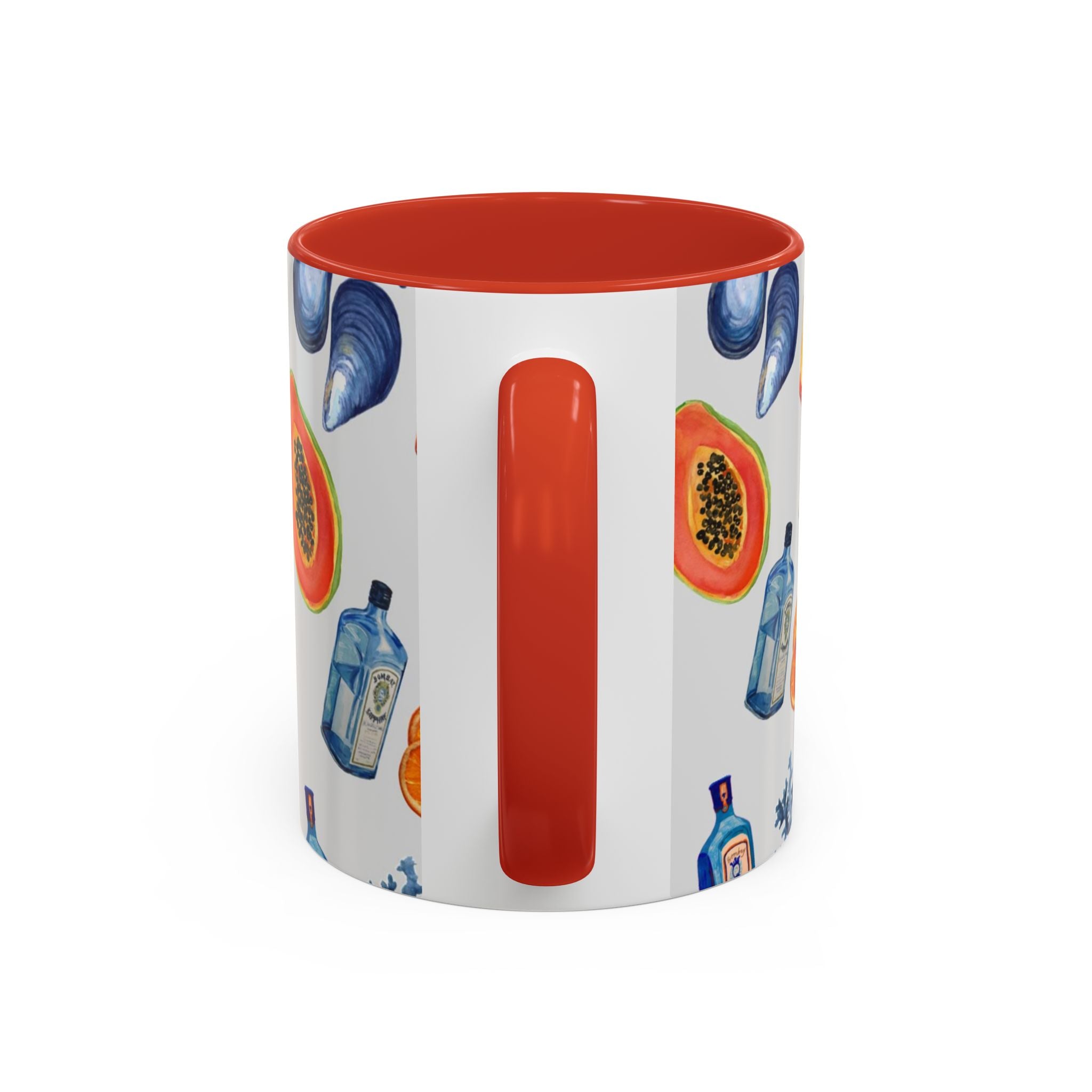 Tropical Cocktail Coffee Mug — Beach Fruits & Shells Accent Mug
