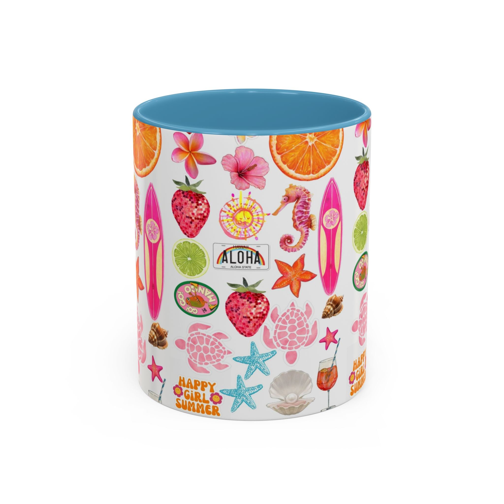 Aloha Summer Coffee Mug – Tropical Surf & Fruit Accent Mug (11/15oz)